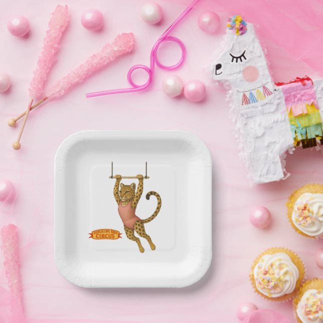 Leopard on a trapeze paper plates (Party)