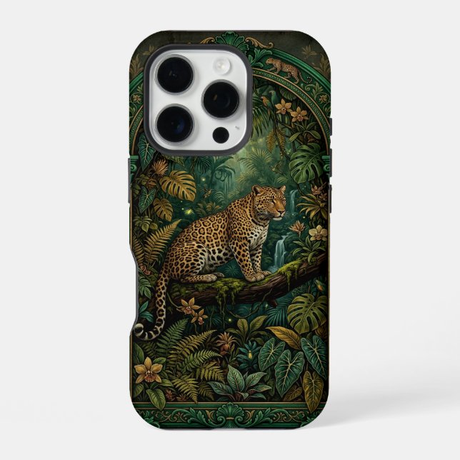 Leopard on Branch Jungle | iPhone 16 Pro Case (Back)