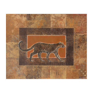 Leopard on Orange and Brown Background Acrylic Print