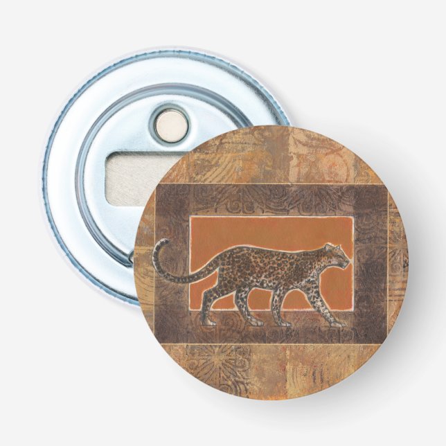 Leopard on Orange and Brown Background Bottle Opener (Front)