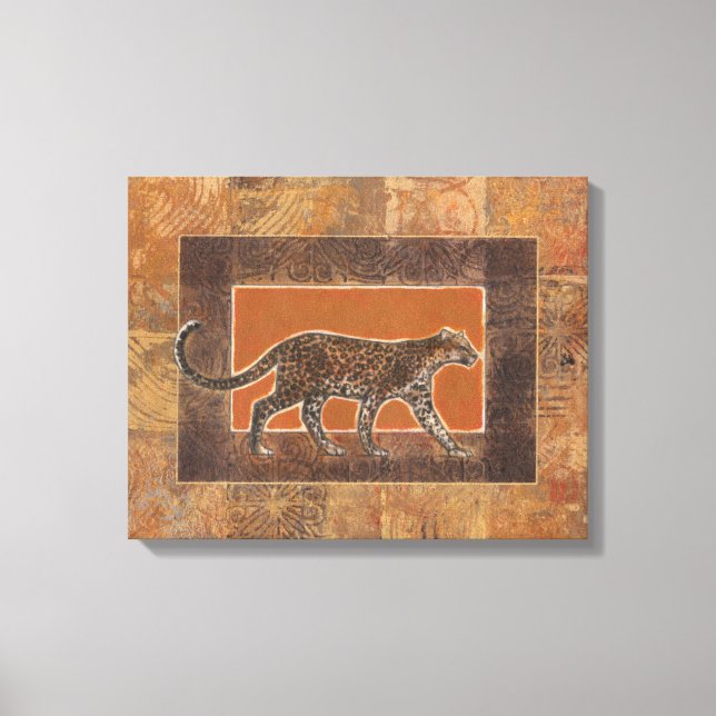 Leopard on Orange and Brown Background Canvas Print (Front)