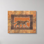 Leopard on Orange and Brown Background Canvas Print