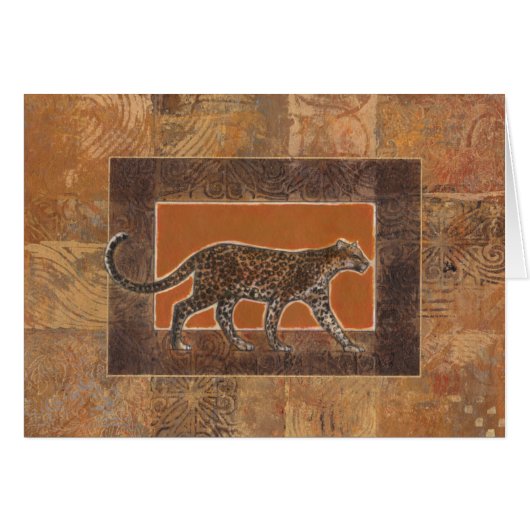 Leopard on Orange and Brown Background Cards (Front Horizontal)