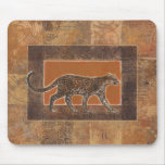 Leopard on Orange and Brown Background Mouse Pad