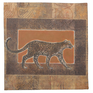 Leopard on Orange and Brown Background Napkin