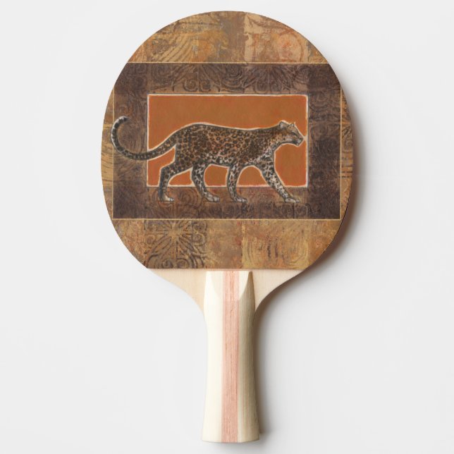 Leopard on Orange and Brown Background Ping-Pong Paddle (Front)