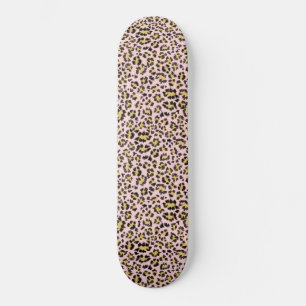 leopard on pink pattern skateboard