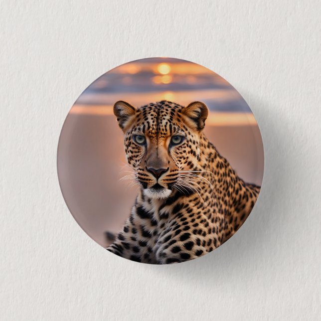 Leopard on the beach button (Front)
