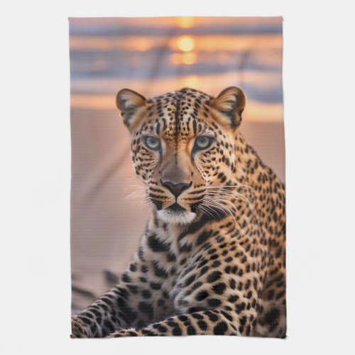 Leopard on the beach kitchen towel