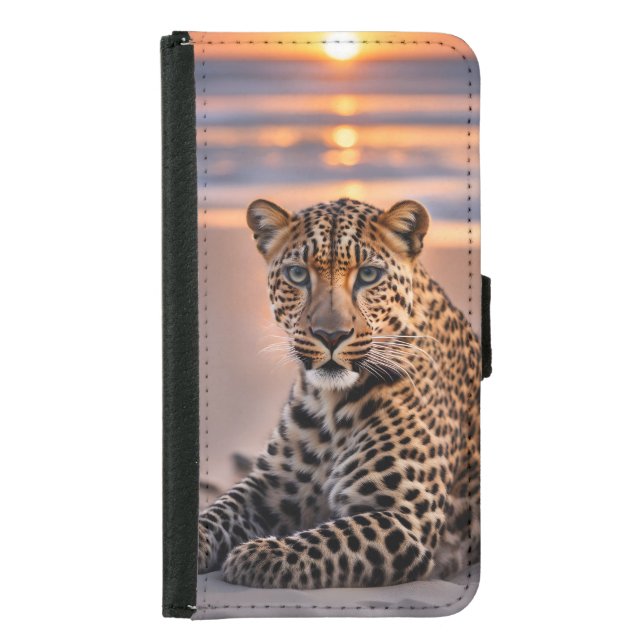 Leopard on the beach samsung galaxy wallet case (Front)