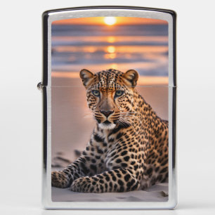 Leopard on the beach zippo lighter