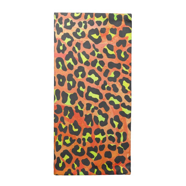 Leopard Orange and Yellow Print Cloth Napkin (Half Fold)