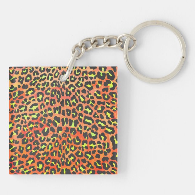 Leopard Orange and Yellow Print Keychain (Back)