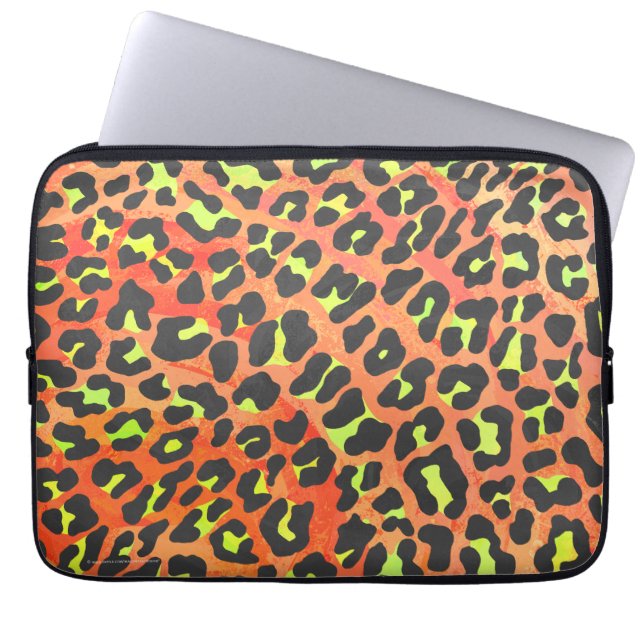 Leopard Orange and Yellow Print Laptop Sleeve (Front)