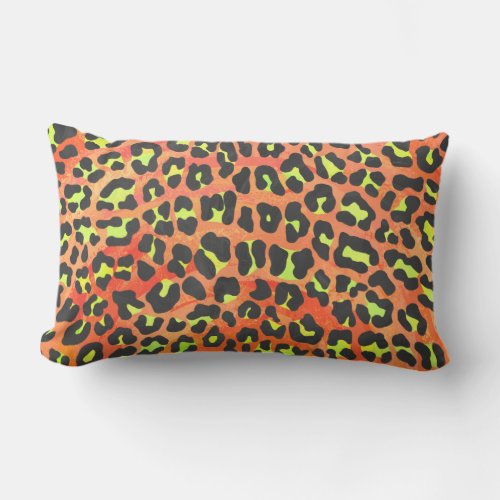 Leopard Orange and Yellow Print Lumbar Pillow