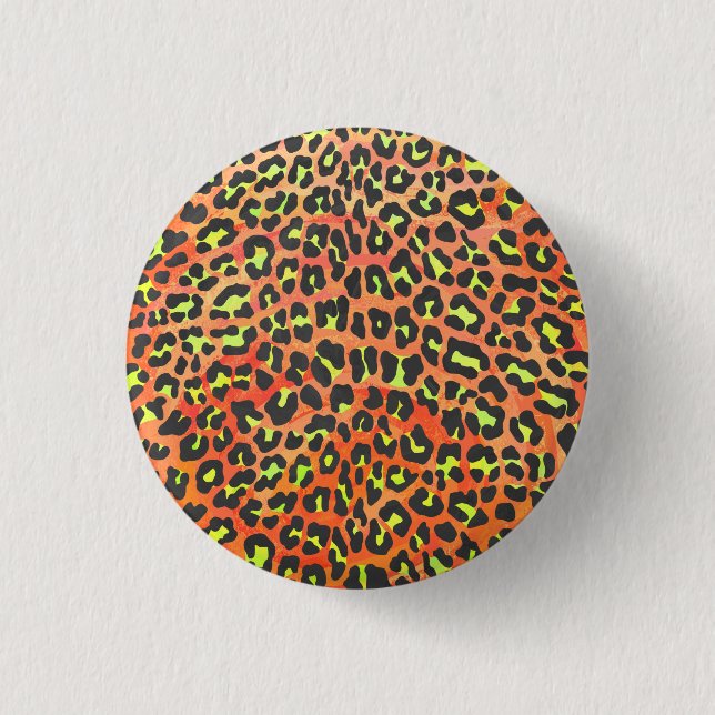 Leopard Orange and Yellow Print Pinback Button (Front)