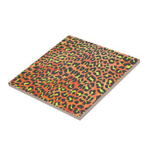 Leopard Orange and Yellow Print Tile