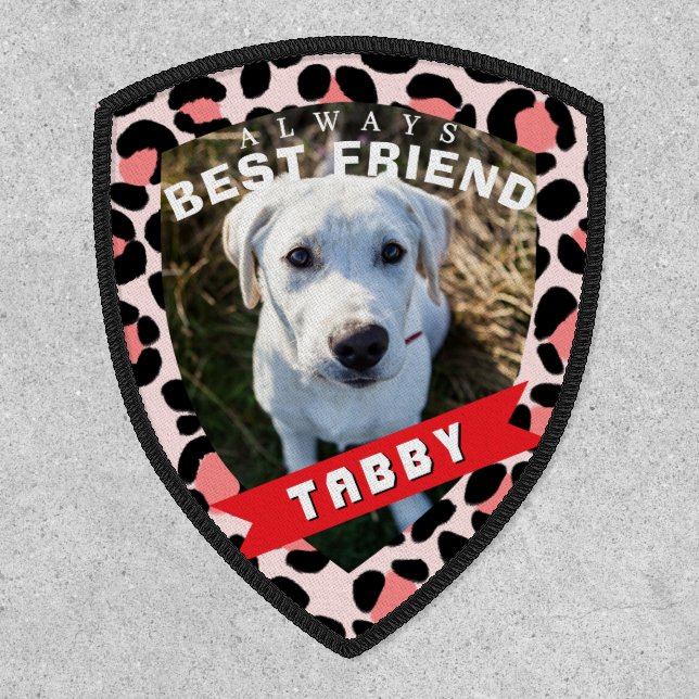 Leopard Orange Black Pet Photo Personalized Patch (Front)