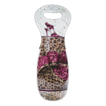 leopard pail wine tote