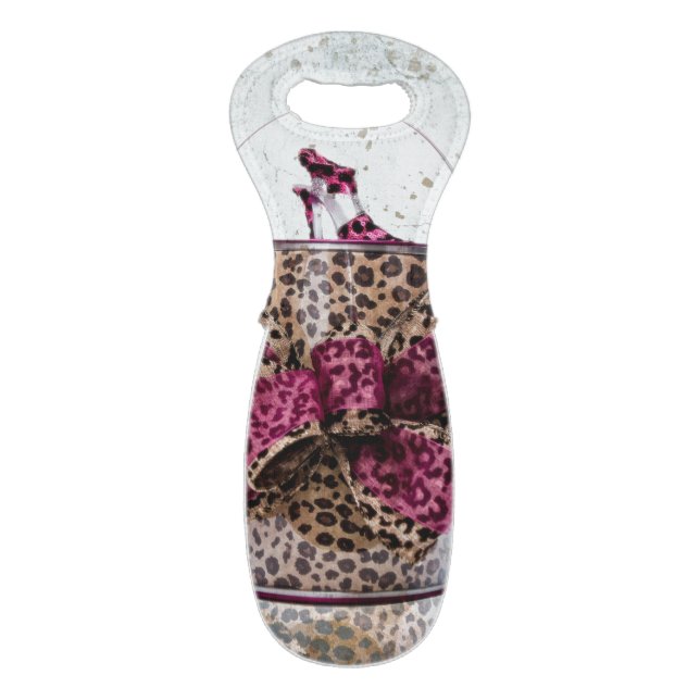 leopard pail wine tote (Back Flat)