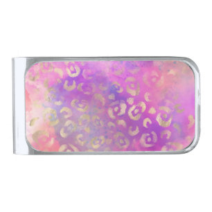 Leopard Paint Series Design 11 Silver Finish Money Clip