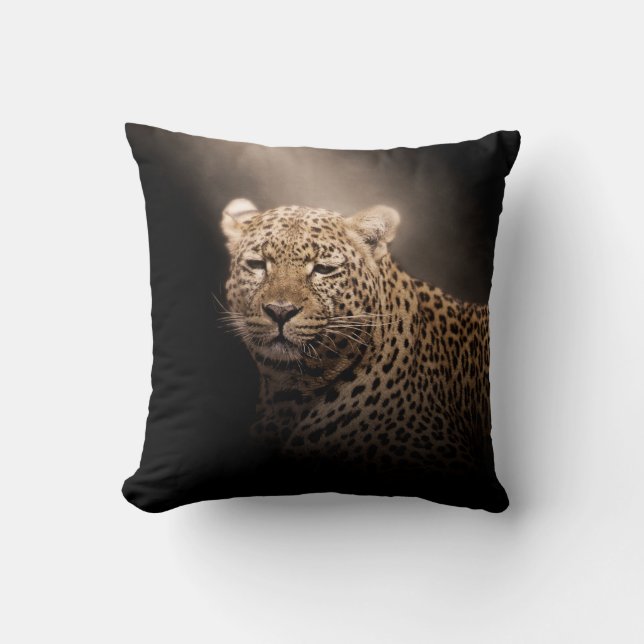 Leopard Panther Animal Wild Safari Jungle Afri Throw Pillow (Front)
