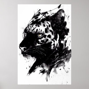 Leopard Panther Wild Nature Free Spirit Art Brush  Poster