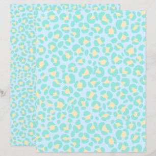 Leopard Pastel Blue Teal Yellow