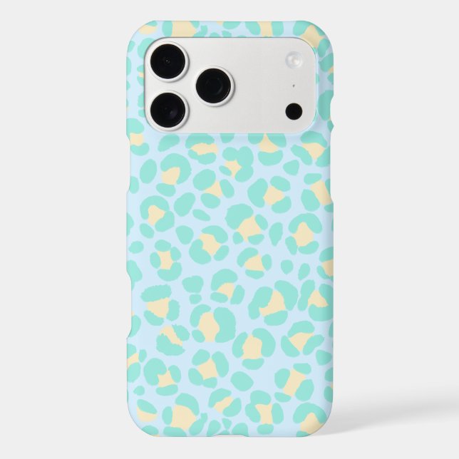 Leopard Pastel Blue Yellow iPhone Case (Back)