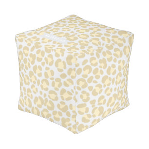Leopard Pastel Grey Sage Yellow Pouf