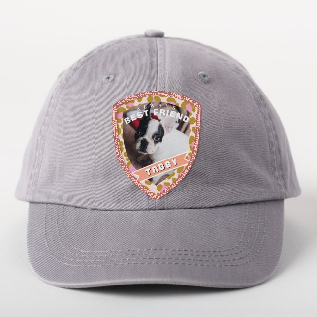 Leopard Pastel Peach Pet Photo Personalized Patch (On Headwear)