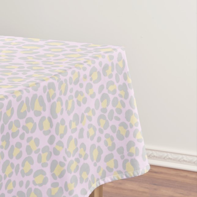 Leopard Pastel Pink Grey Yellow Tablecloth (In Situ)