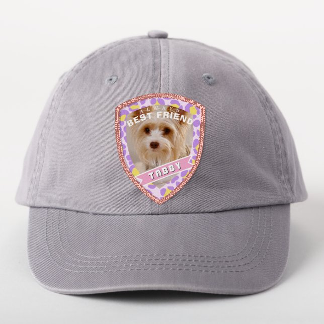Leopard Pastel Pink Pet Photo Personalized Patch (On Headwear)