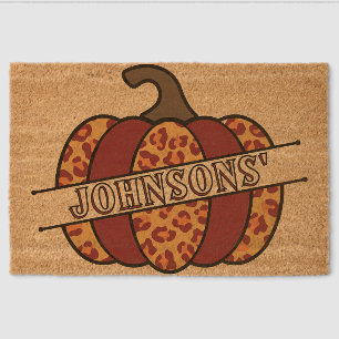 Leopard Patch Harvest: Welcome Pumpkin Fiber Doormat