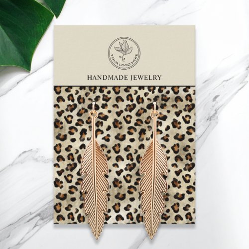 Leopard Pattern And Custom Logo Earrings Display Business Card