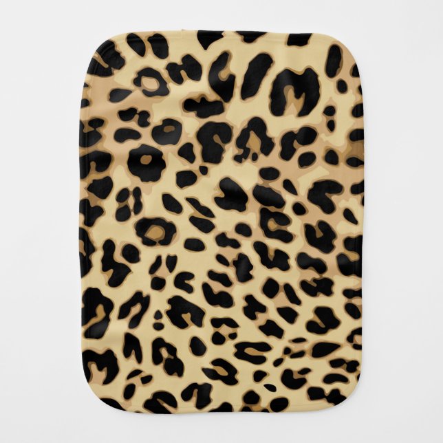 Leopard Pattern Animal Print Black/Gold Burp Cloth (Front)