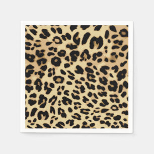 Leopard Pattern Animal Print Black/Gold Paper Napkins