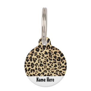 Leopard Pattern Animal Print Black/Gold Pet Name Tag
