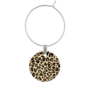 Leopard Pattern Animal Print Black/Gold Wine Charm