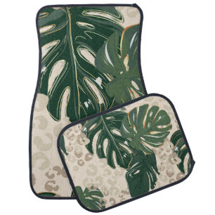 Leopard pattern, animal print seamless design gree car floor mat