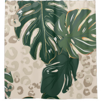 Leopard pattern, animal print seamless design gree shower curtain