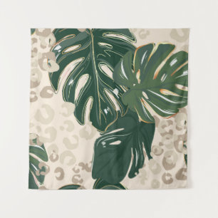 Leopard pattern, animal print seamless design gree tapestry