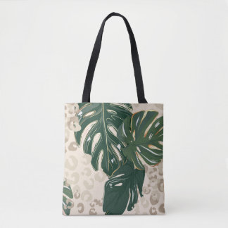 Leopard pattern, animal print seamless design gree tote bag