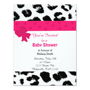 Pink Black Leopard Baby Shower Invitations | Zazzle