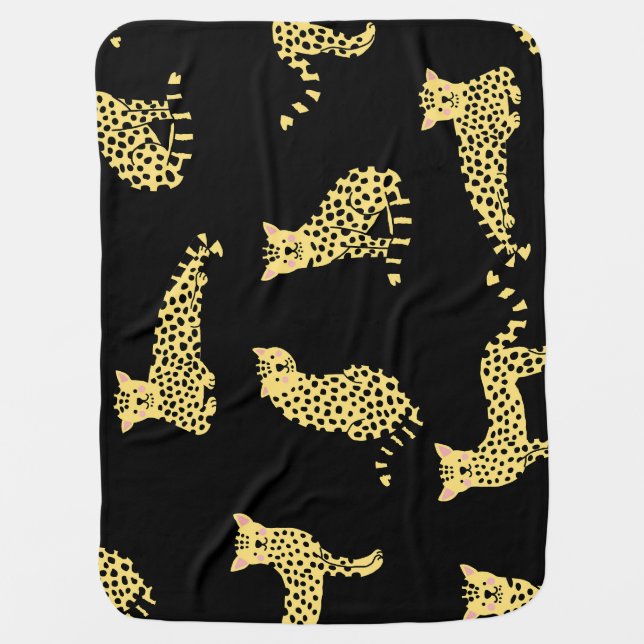 Leopard Pattern: Black Background Cheetah Baby Blanket (Front)