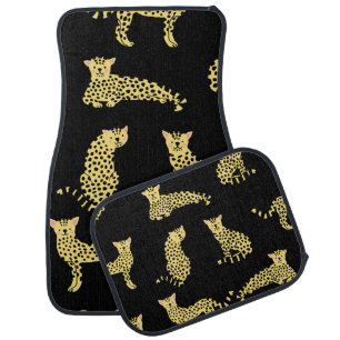 Leopard Pattern: Black Background Cheetah Car Floor Mat