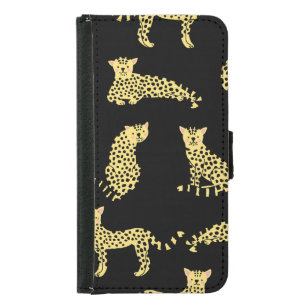 Leopard Pattern: Black Background Cheetah Samsung Galaxy S5 Wallet Case