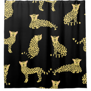 Leopard Pattern: Black Background Cheetah Shower Curtain