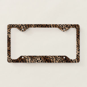 Leopard Pattern Black Bronze License Plate Frame