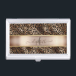 Leopard Pattern Black Bronze Monogram Business Card Case<br><div class="desc">Elegant leopard pattern on black and bronze with your monogram.The perfect romantic gift idea. Click the Customize It button to change fonts, move text around and further customize your design.</div>